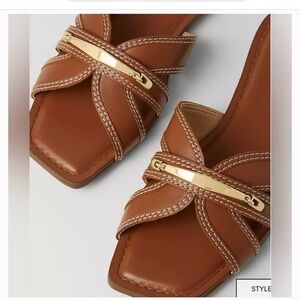 NWOT - Ann Taylor Leather Sandals with Gold Hardware – Size 7.5